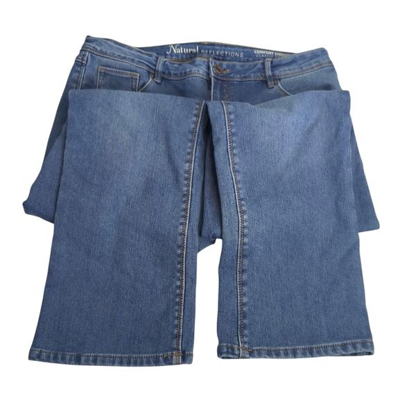 Natural Reflections Flannel Lined Comfort Stretch Firm Hold Med Wash Jeans Sz 14 - Picture 3 of 8